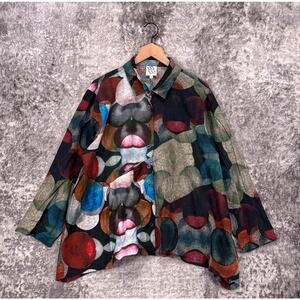 M Square By Neetu Malik Top 2 / US 12 - 14 Womens Printed Gauze Button Shirt